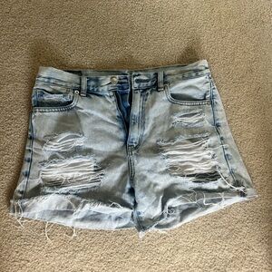 American Eagle Outfitters Blue Distressed Jean Shorts